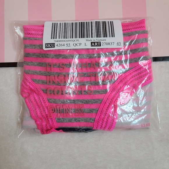 Y2K VS PINK 2pk Cotton Lace Extra Low Rise Hipster Panties Size Lg Pink Blue - Picture 7 of 7